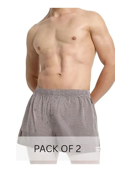 The Bear House Men's Cotton Boxers Pack of 2 Soft, Breathable & Comfortable Fit for Daily Wear