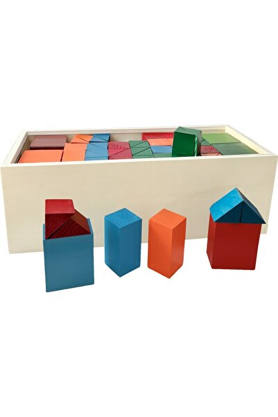 HAMAHA Ahşap Renkli Eğitici Mega Bloklar 71 Parça Kasalı