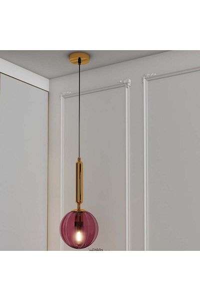Ucandle Single pendant chandelier with clear red glass