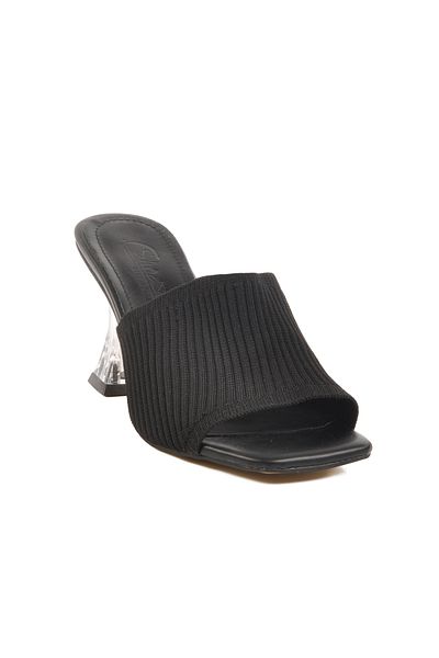 AYK'S Black Transparent Heeled Women's Slippers T-401 Z