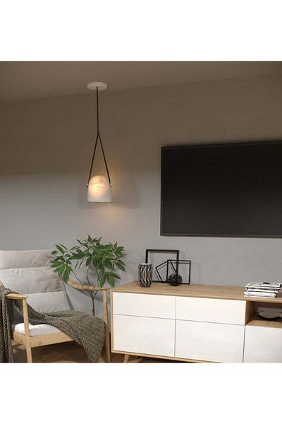Ucandle White LED Pendant Light with Leather Strap