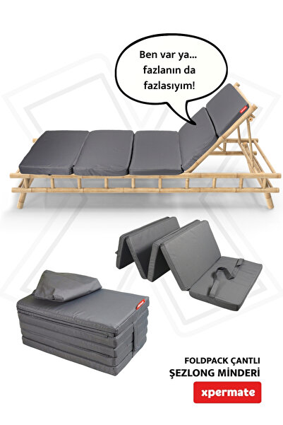 XPERMATE Katlanır Şezlong Minderi Fermuarlı Çantalı Cepli FoldPack 30x60x25 c...