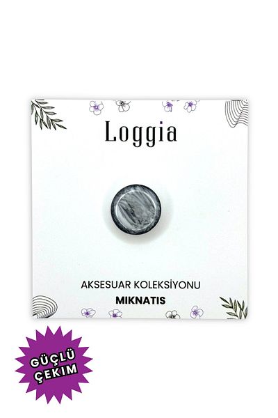 Loggia Scarf and Shawl Magnet Marble Pattern Black and White - Headscarf Holder Women's Hijab Accessory Magnet