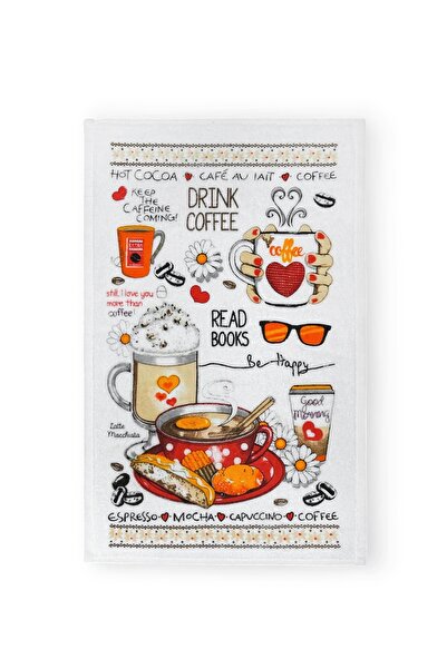 sevilya Pack of 2 Printed White Kitchen Towels Model