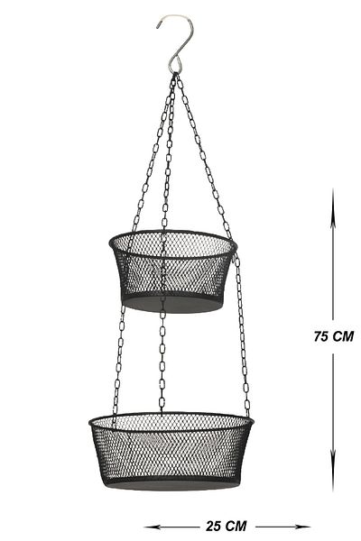 VENON Black Darel Fruit Bowl - Multi-Purpose 2-Tier HOME