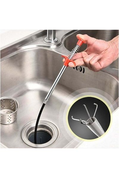 FOXMAG24 Drain snake, unclogging, flexible steel, mechanical attachment, 160 cm