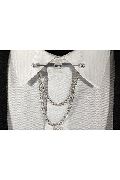 BLC Basic Line Co. Her Gömleğe Uygun Klipsli Gümüş Gri Renginde Metal Gömlek Yaka Iğnesi Yaka Zinciri
