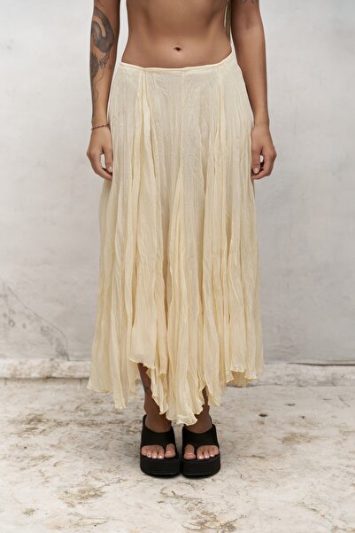 BOHEMAİ Assa Pleated Yellow Skirt