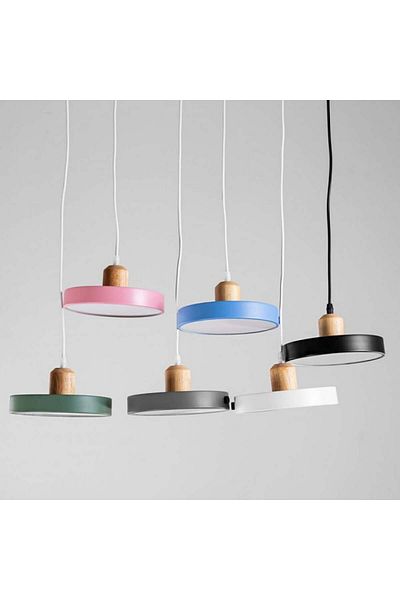 Ucandle Multi-colored single wooden arm LED chandelier - Pink
