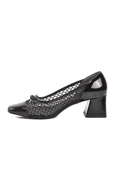 AYK'S Black Patent Leather Heeled Women's Evening Dress Shoes 250230 Z