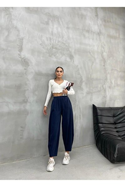 Bliss Dale Beli Lastikli Rahat Kesim Pantolon