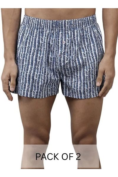 The Bear House Men's Cotton Boxers Pack of 2 Soft, Breathable & Comfortable Fit for Daily Wear