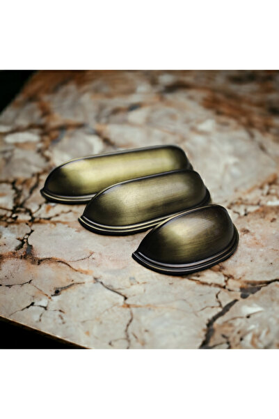 Dizaynhouse Mâner de dulap model antichitate din metal galben de 64 mm, mâner pentru dulap din metal galben antic