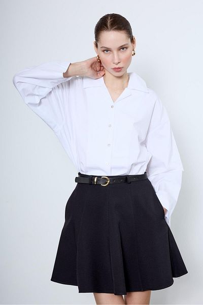 My Blog Cămașă oversize cu manșetă lată albă - 4952