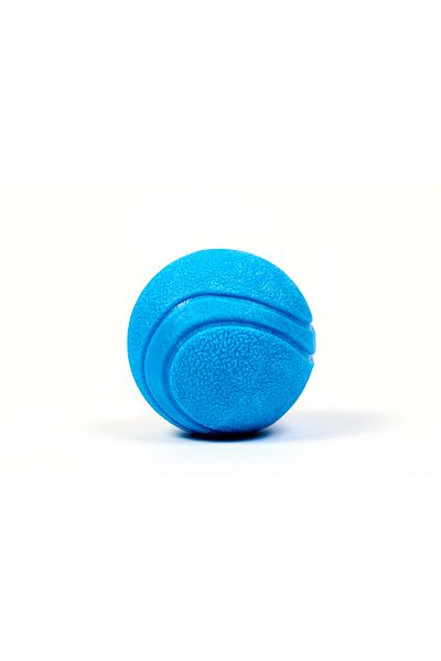 Famous Frenchie Jucarie minge pentru caini Bouncy Woofie, albastra, 7 cm