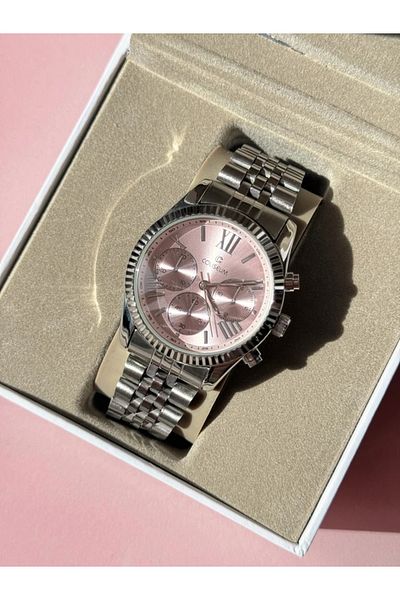 Harlofia Jewelry Powder Dial Gray Band Steel Women's Wrist Watch