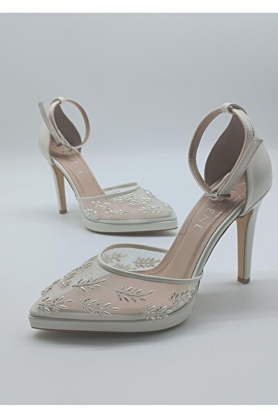 RUXENE حذاء زفاف جلدي بتفاصيل حجر 10.5 سم من KLORA