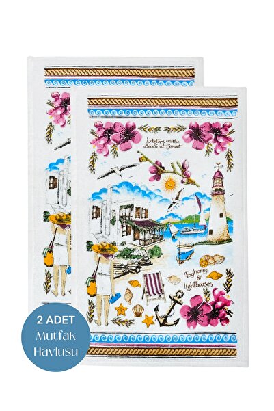 sevilya 2-пакетний набір білих кухонних рушників з принтом