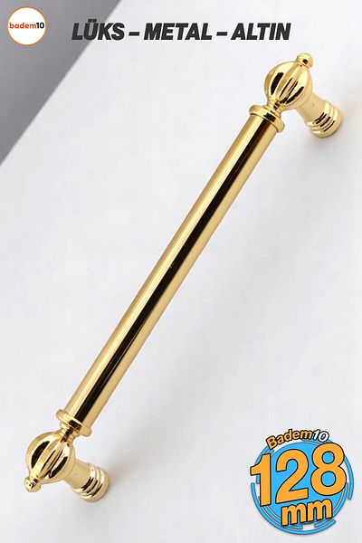 Badem10 Defne Metal Gold Mâner auriu 128 mm Sertar de mobilier Dulap de bucătărie Mânere de ușă Dulap Mâner de ușă