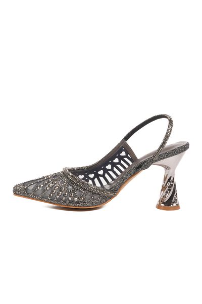 AYK'S Gray Stone Heeled Women's Evening Dress Shoes 25Y125-2 Z