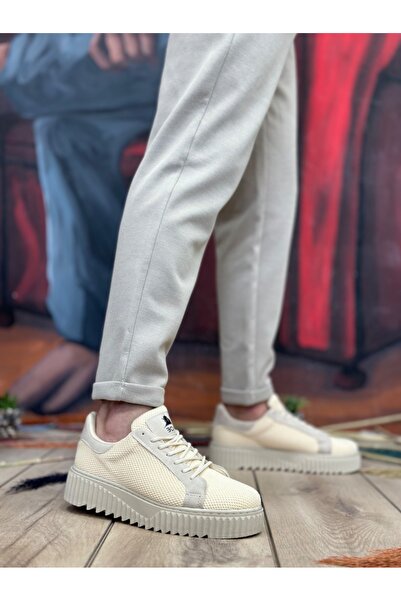 EBRUS TREND Et0803 High Sole Knitwear Cream Men's Shoes