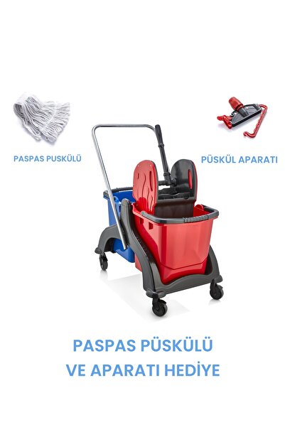 CEYMOP PROFESSIONAL Plastik Çift Kovalı Temizlik Ve Paspas Arabasıtemizlik Se...