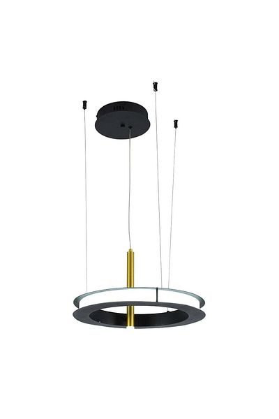 Ucandle Modern Circular LED Ring Pendant Chandelier - Black, 40 cm Diameter
