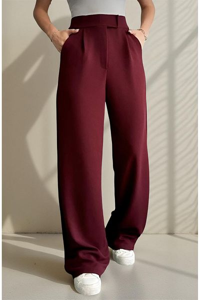 KAPHONE Women's High Waist Palazzo Pants with Velcro Closure at Waist