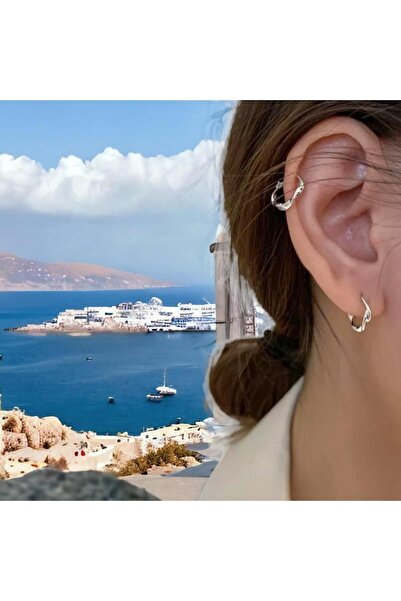 İnci Çelik Gümüş Renk Burgulu Halka Küpe Kararmaz Antialerjik