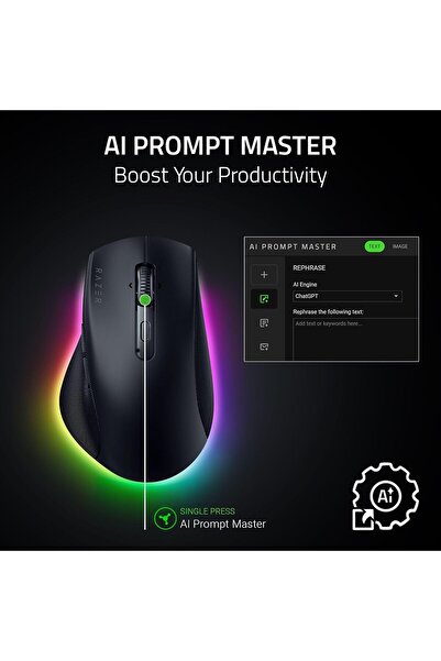 RAZER Pro Click V2 Right-Handed Ergonomic Wireless Mouse - Black