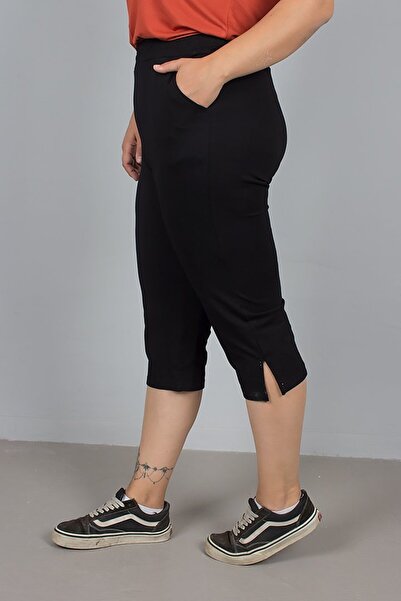 Truva XXL Compak Black Lycra High Waist Combed Cotton Capri Trousers