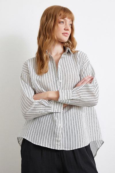 Never more Symmetrical Striped Shirt Black