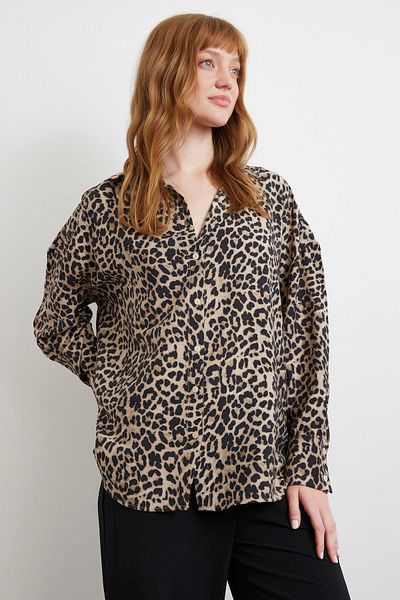 Never more Leopard Pattern Javanese Shirt Black