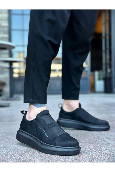 BOA BA0307 BOA Thick Suede High Sole Double Tape Black Men's Shoes