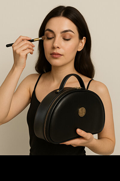 Maykis Φορητή γυναικεία τσάντα χεριών και μακιγιάζ - Κομψή μαύρη οργάνωση καλ...