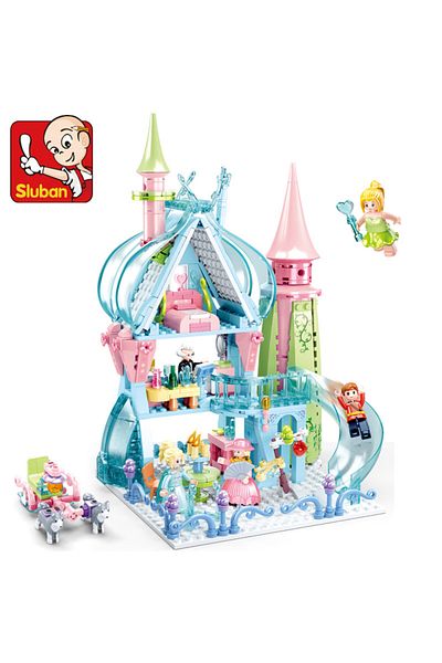 Sluban 447pcs no box Sluban Friends Expert Romantic Princess Building Blocks Snow Pink Dream Royal Castle B