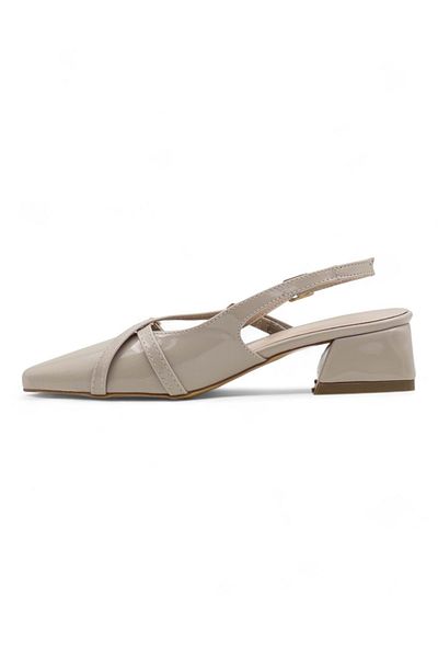 Berk Cross Weft Low Heeled Evening Dress Patent Leather Cream