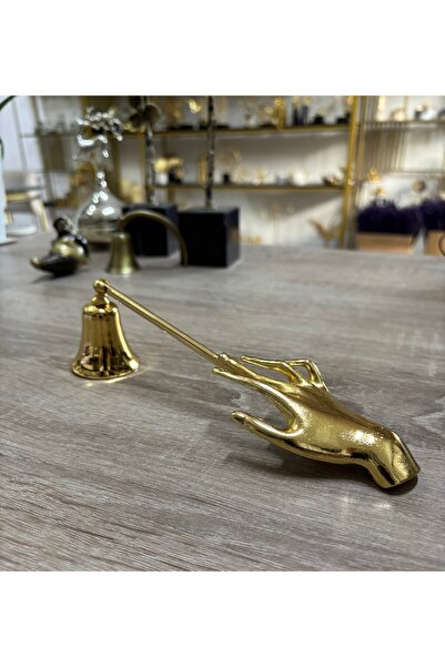 Mercan Tasarım Atölyesi PİRİNÇ KAPLAMA ANNE ELİ METAL MUM SÖNDÜRÜCÜ-GOLD