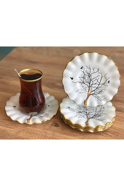 B&M Tree Patterned Curved Tea Plate 6 Pieces