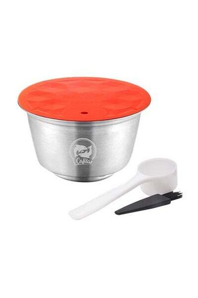 HALAMODO Reusable Stainless Steel Milk Foam Pod With Spoon And Brush Silver/Red