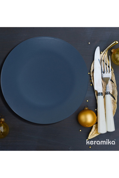 Keramika Tabak Servis 26 Cm 6 Adet Mavi