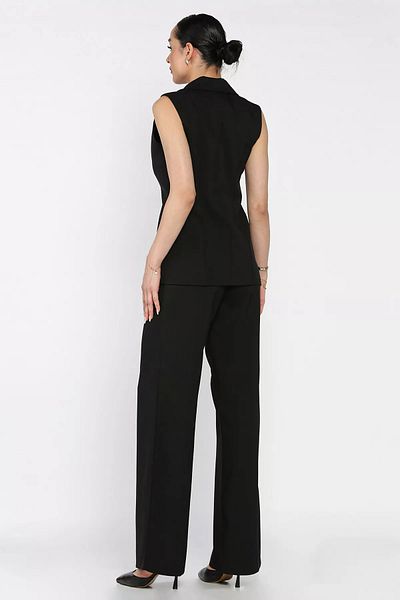 GÜLSELİ Black Double Breasted Collar Lined Vest Trousers Double Suit