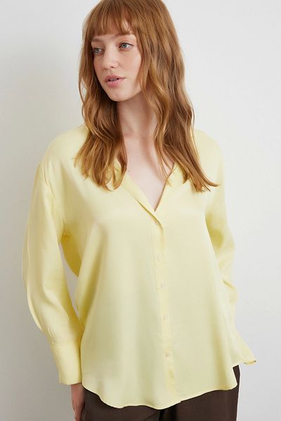 Never more Viscose Satin Shirt Yellow