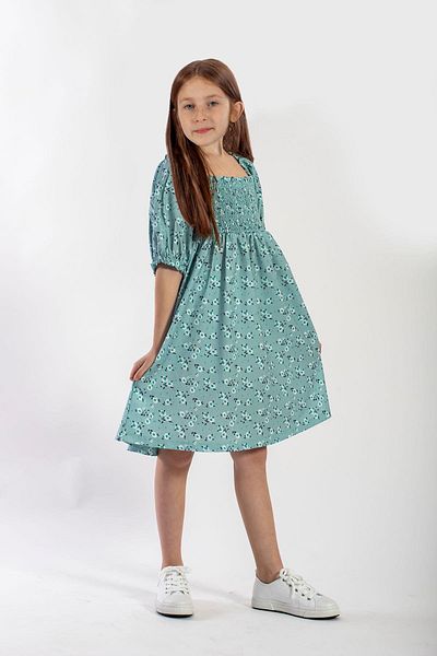 zepkids Rochie de fetiță cu modele Cagla Green Gogsu Gıpelı