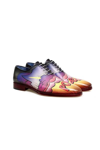 Butik Boom Sari-Purple-Pink-Dark Blue Color Lace up Khaki Leather Men's Shoes