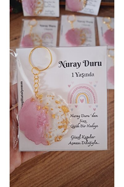 SevgiliAtolyemm Gökkuşağı Kartlı Yuvarlak I Anahtarlık 10 Adet Babyshower Doğ...