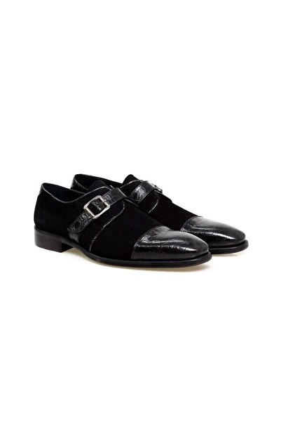 Butik Black Color Laceless Genuine Leather Suede Men's Shoes