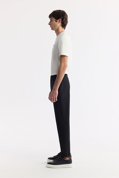 Avva Men's Black Slim Fit Elastic Waist Bi Stretch Chino Trousers B003033