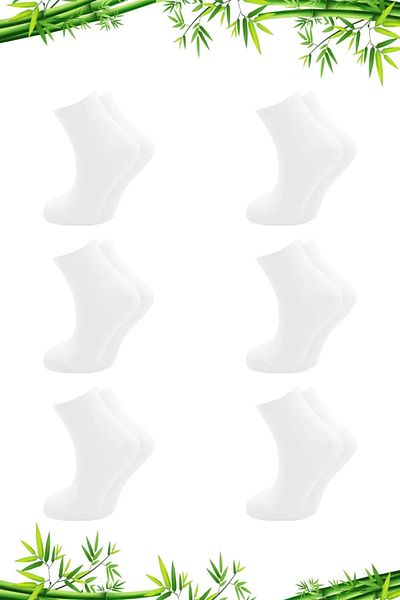 KARDEŞLER ÇORAP Bamboo Half Socks Απλές λευκές κάλτσες χωρίς ραφή Πακέτο 6 τεμαχίων