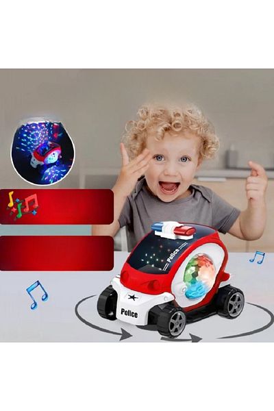 rexa 3D Police Car – Musical Toy Car with Flashing Lights for Kids